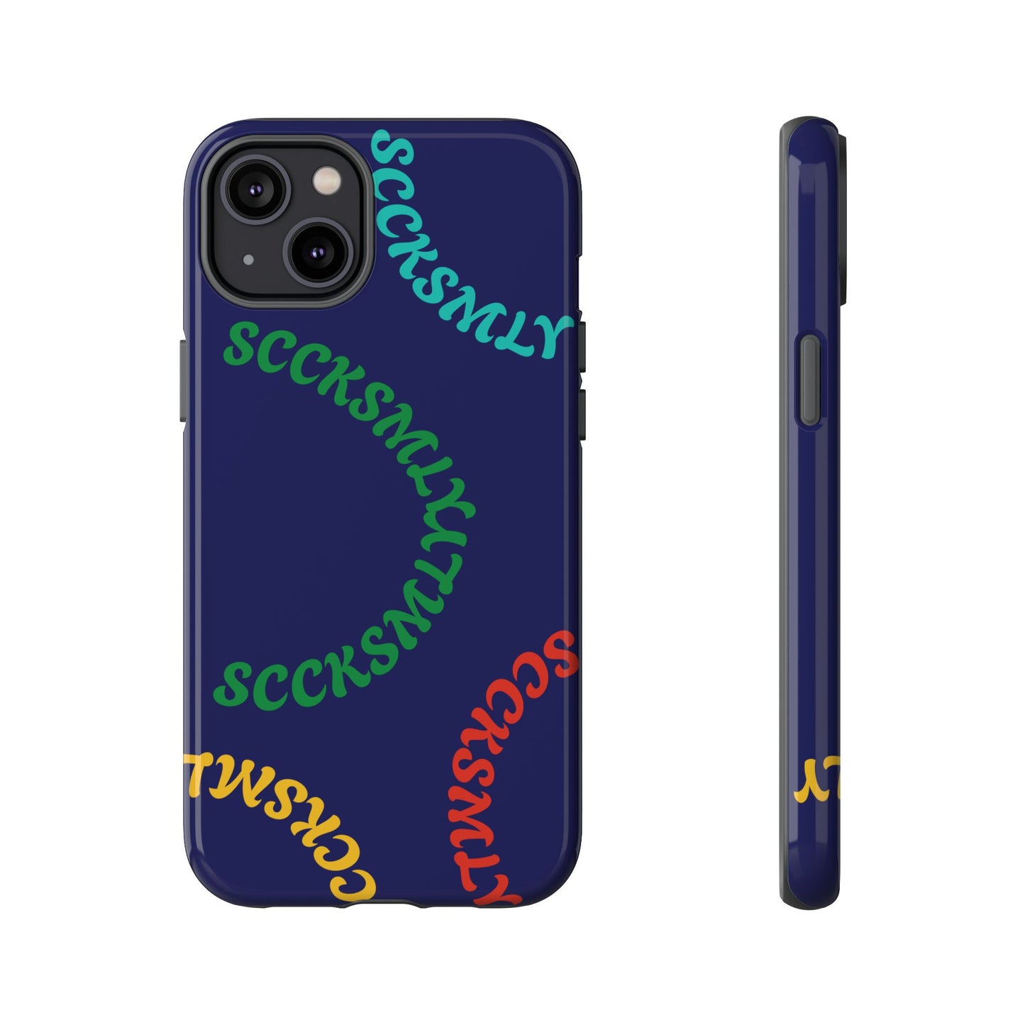 Y2K Wavy Script Tough Case for Apple- Navy Blue