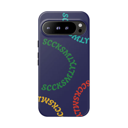 Y2K Wavy Script Tough Case for Google Pixel- Navy Blue