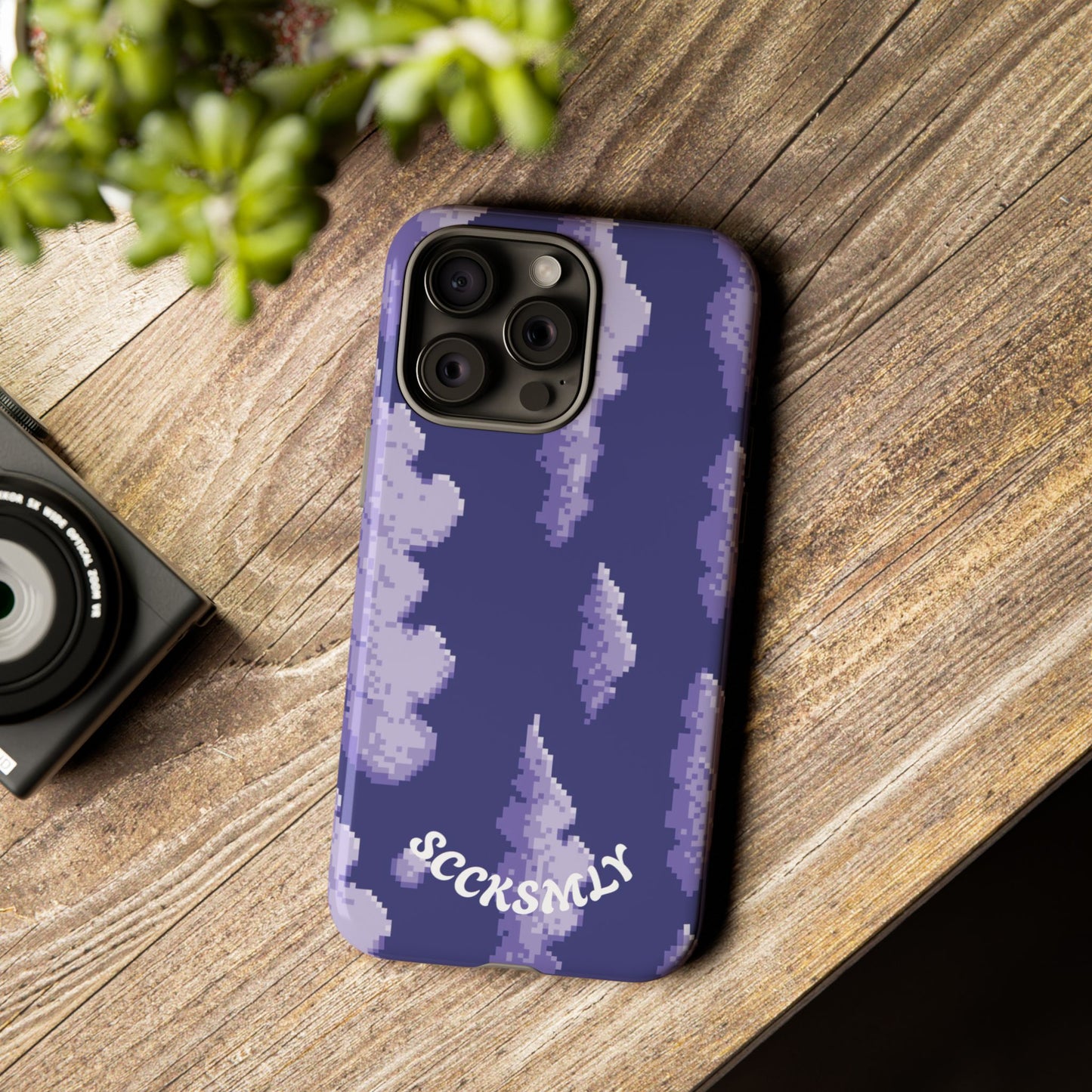 Lilac Pixel Cloud Tough Phone Case for Apple