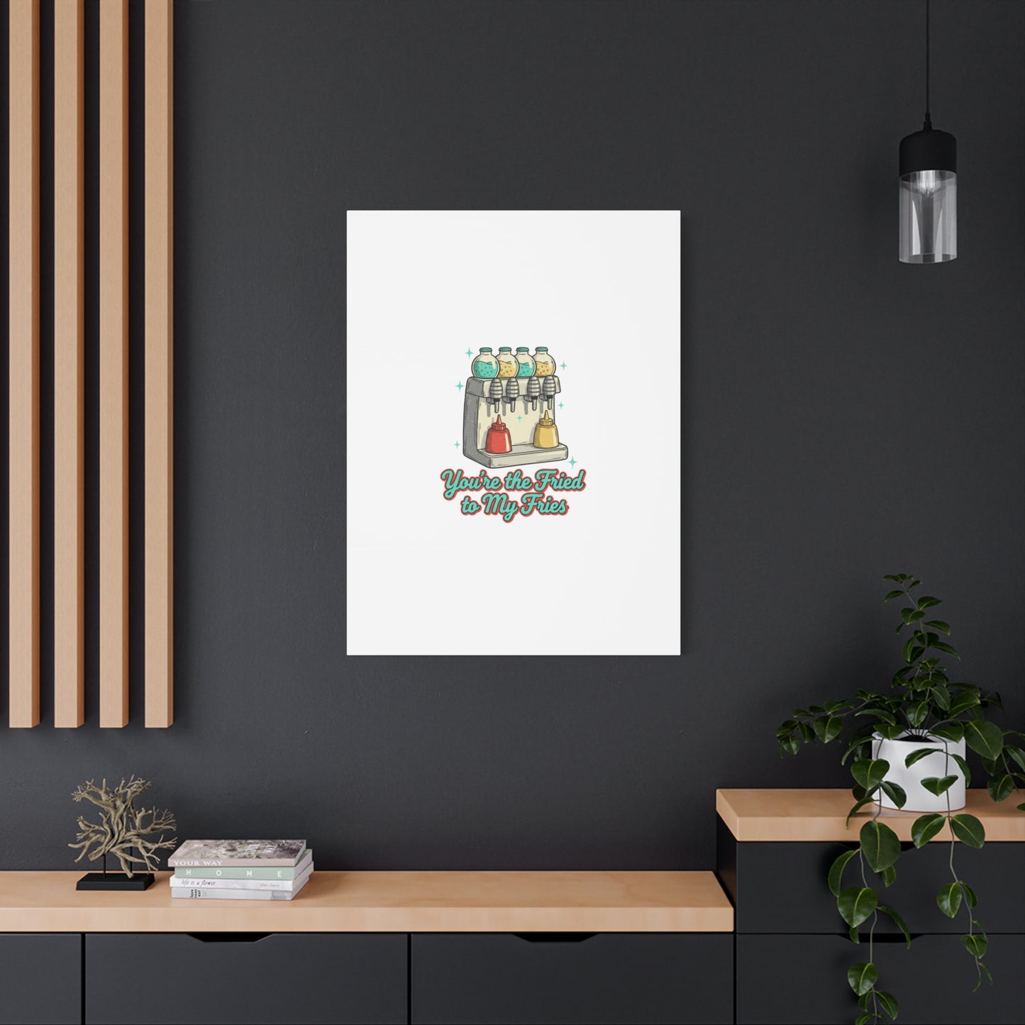 You’re the Fried to My Fries Canvas | Retro Diner Matchbook, Pantry Label Art