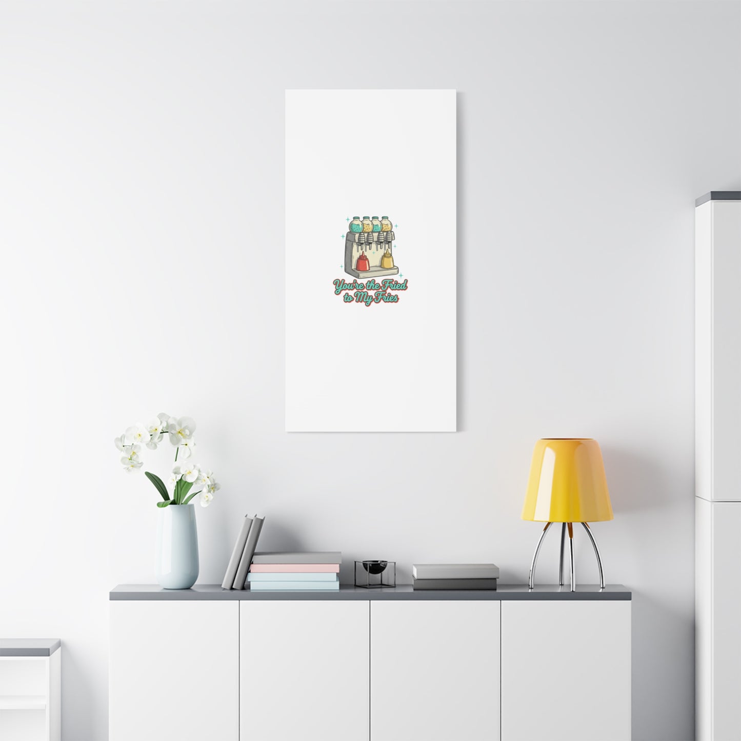 You’re the Fried to My Fries Canvas | Retro Diner Matchbook, Pantry Label Art
