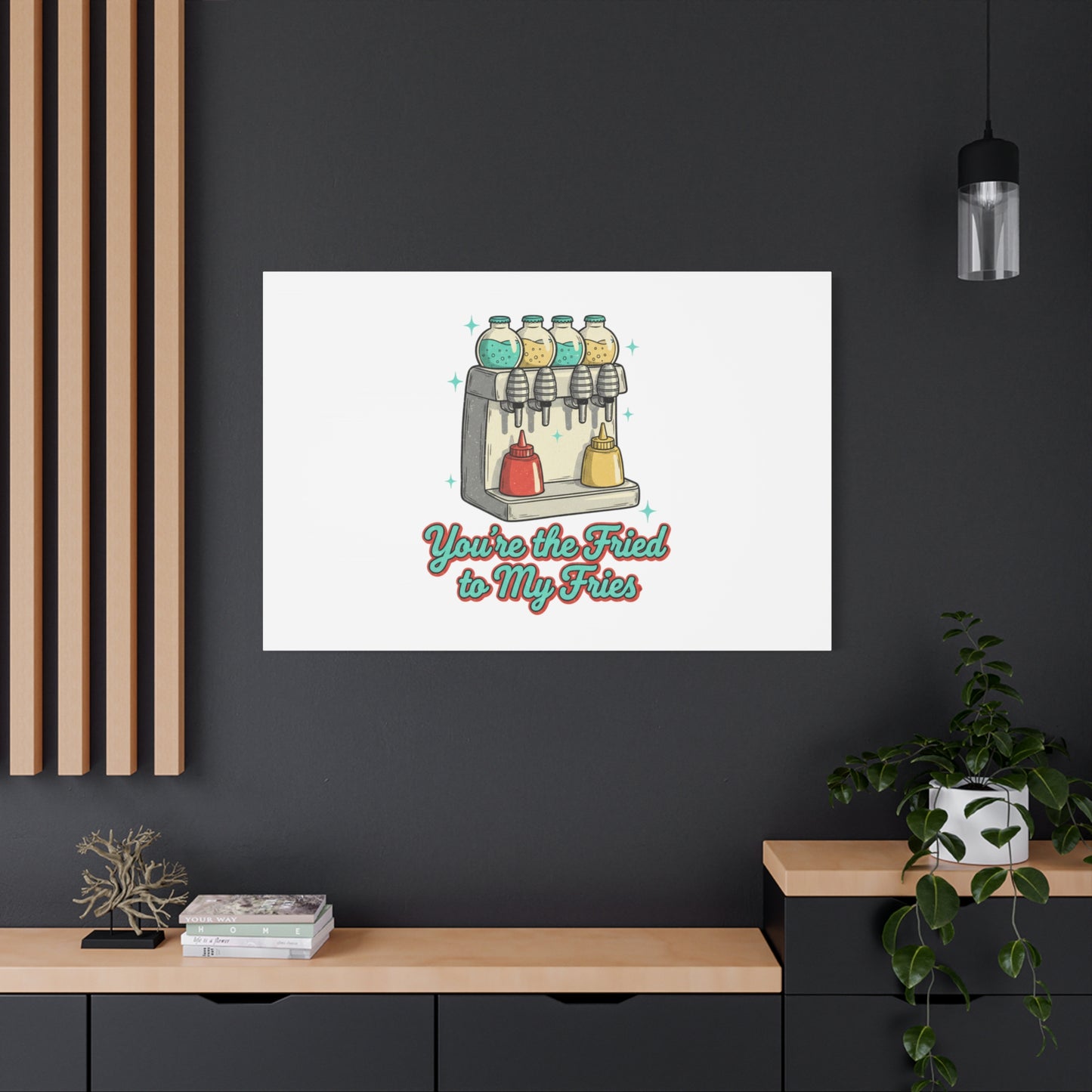 You’re the Fried to My Fries Canvas | Retro Diner Matchbook, Pantry Label Art