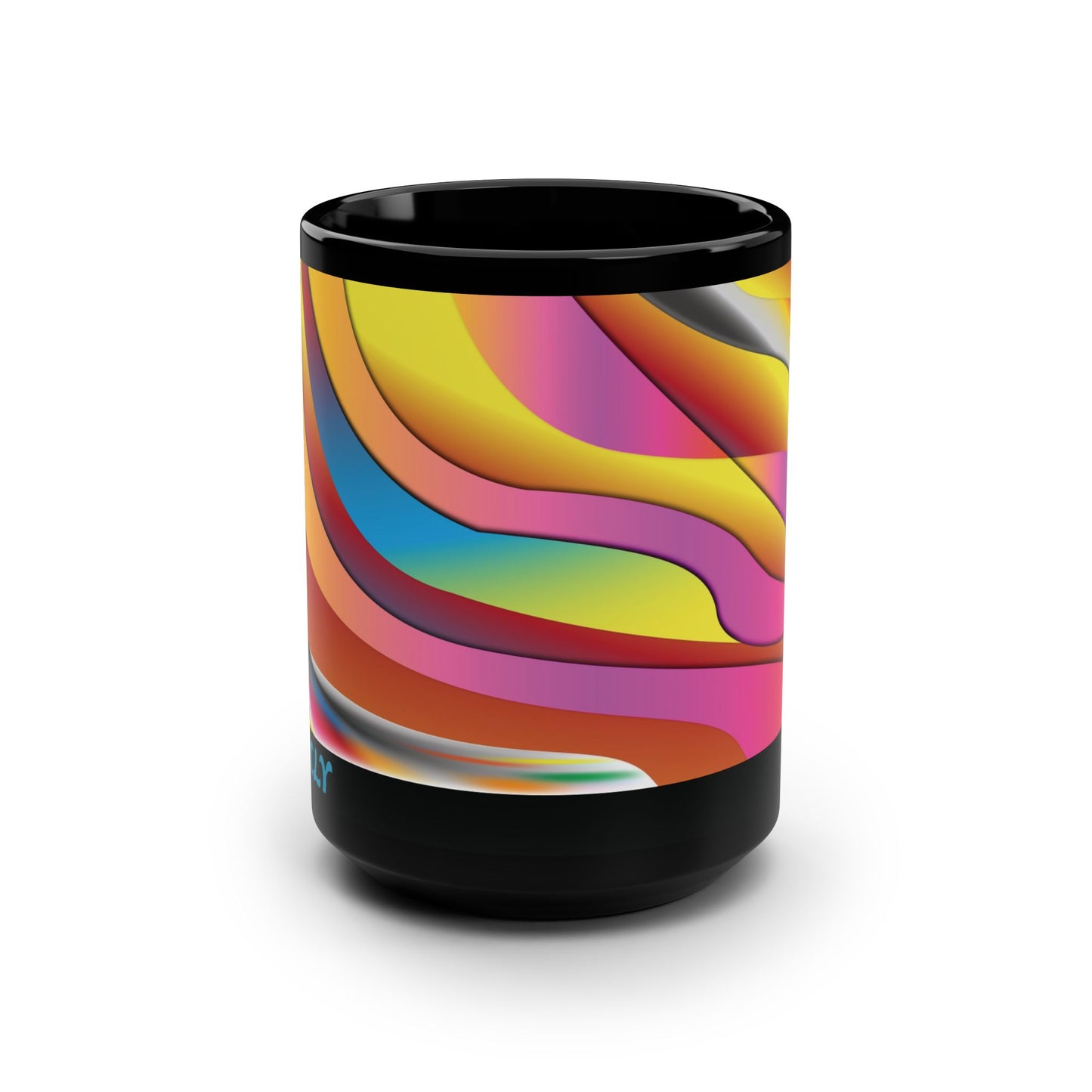 Mug Modern Retro Rainbow 15oz — Black