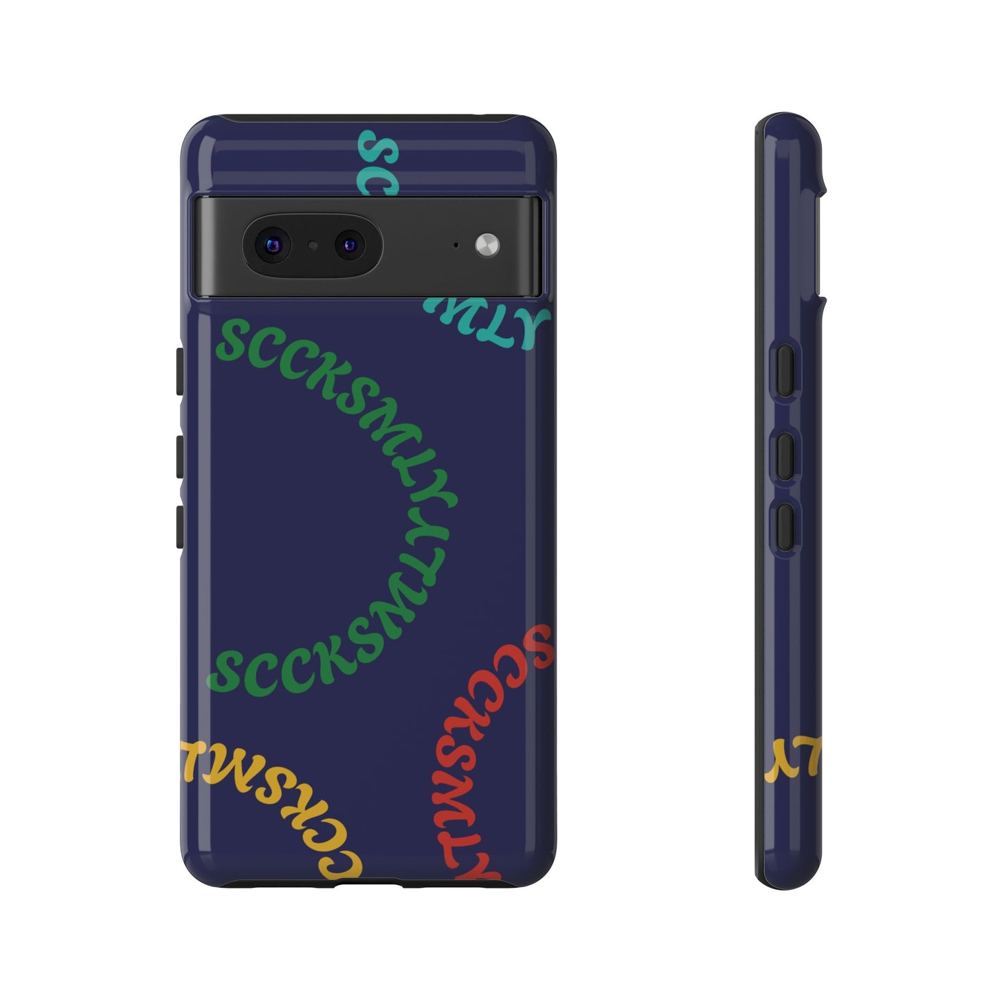 Y2K Wavy Script Tough Case for Google Pixel- Navy Blue