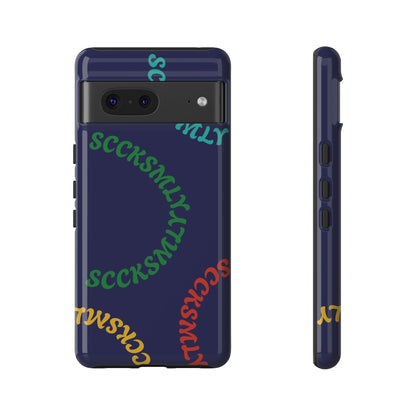 Y2K Wavy Script Tough Case for Google Pixel- Navy Blue
