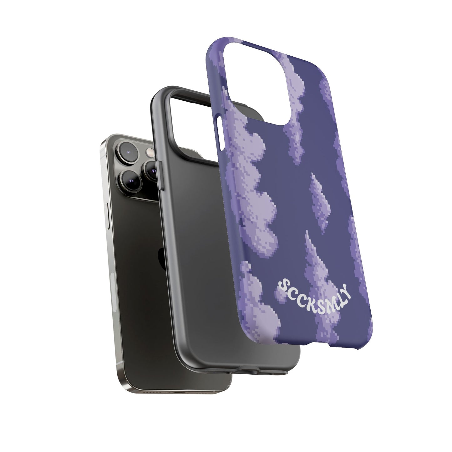 Lilac Pixel Cloud Tough Phone Case for Apple