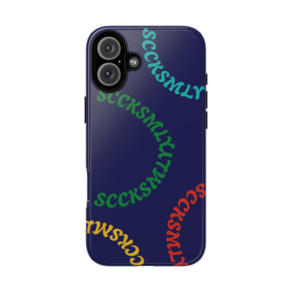 Y2K Wavy Script Tough Case for Apple- Navy Blue