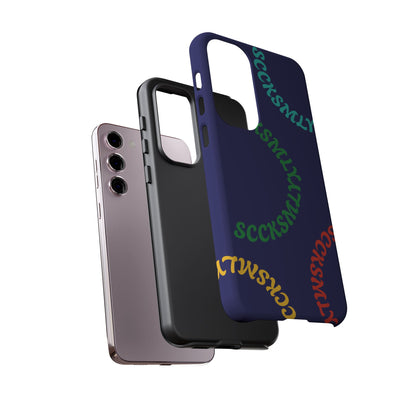 Y2K Wavy Script Tough Case for Samsung- Navy Blue
