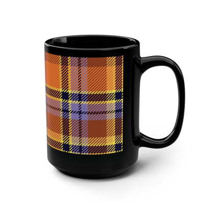 Mug Orange Sickle Plaid 15oz — Black