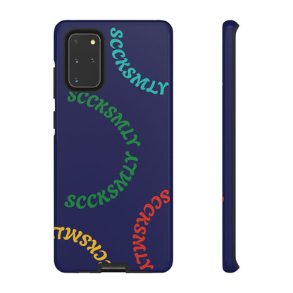 Y2K Wavy Script Tough Case for Samsung- Navy Blue