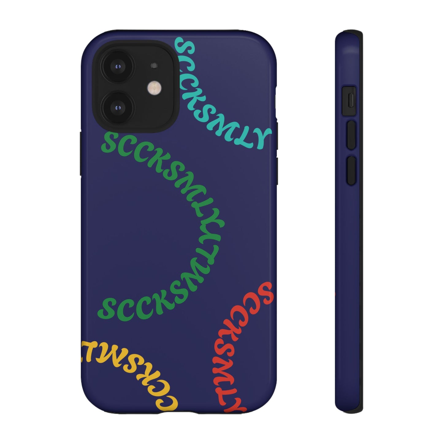 Y2K Wavy Script Tough Case for Apple- Navy Blue