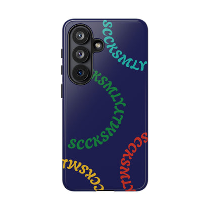 Y2K Wavy Script Tough Case for Samsung- Navy Blue