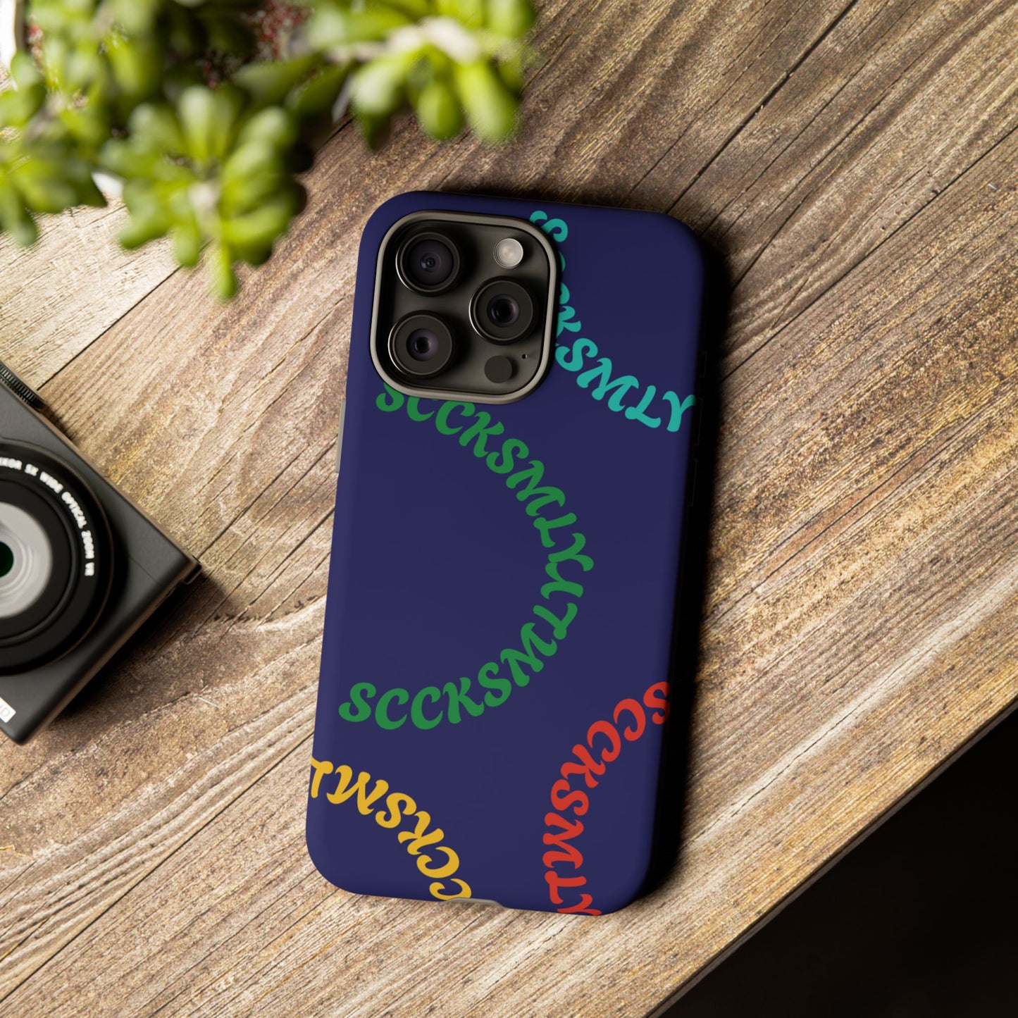 Y2K Wavy Script Tough Case for Apple- Navy Blue