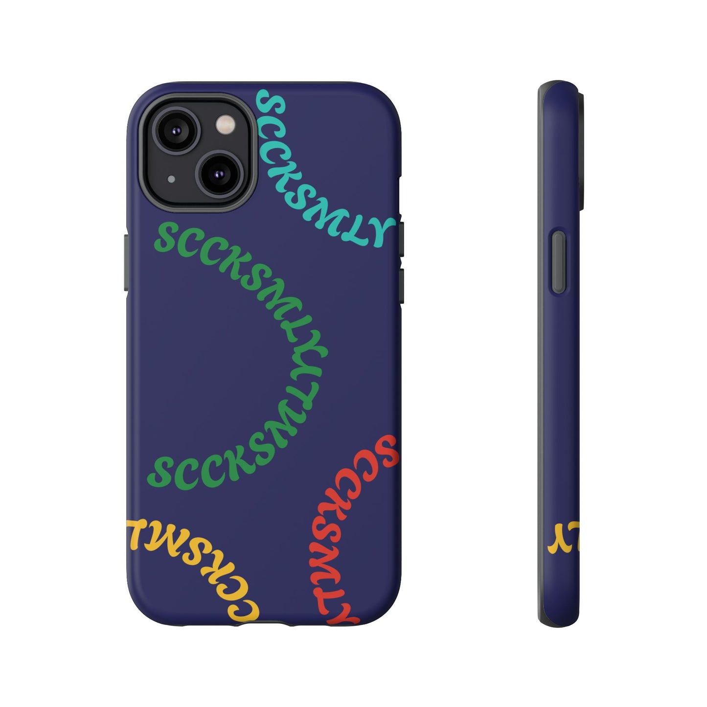 Y2K Wavy Script Tough Case for Apple- Navy Blue