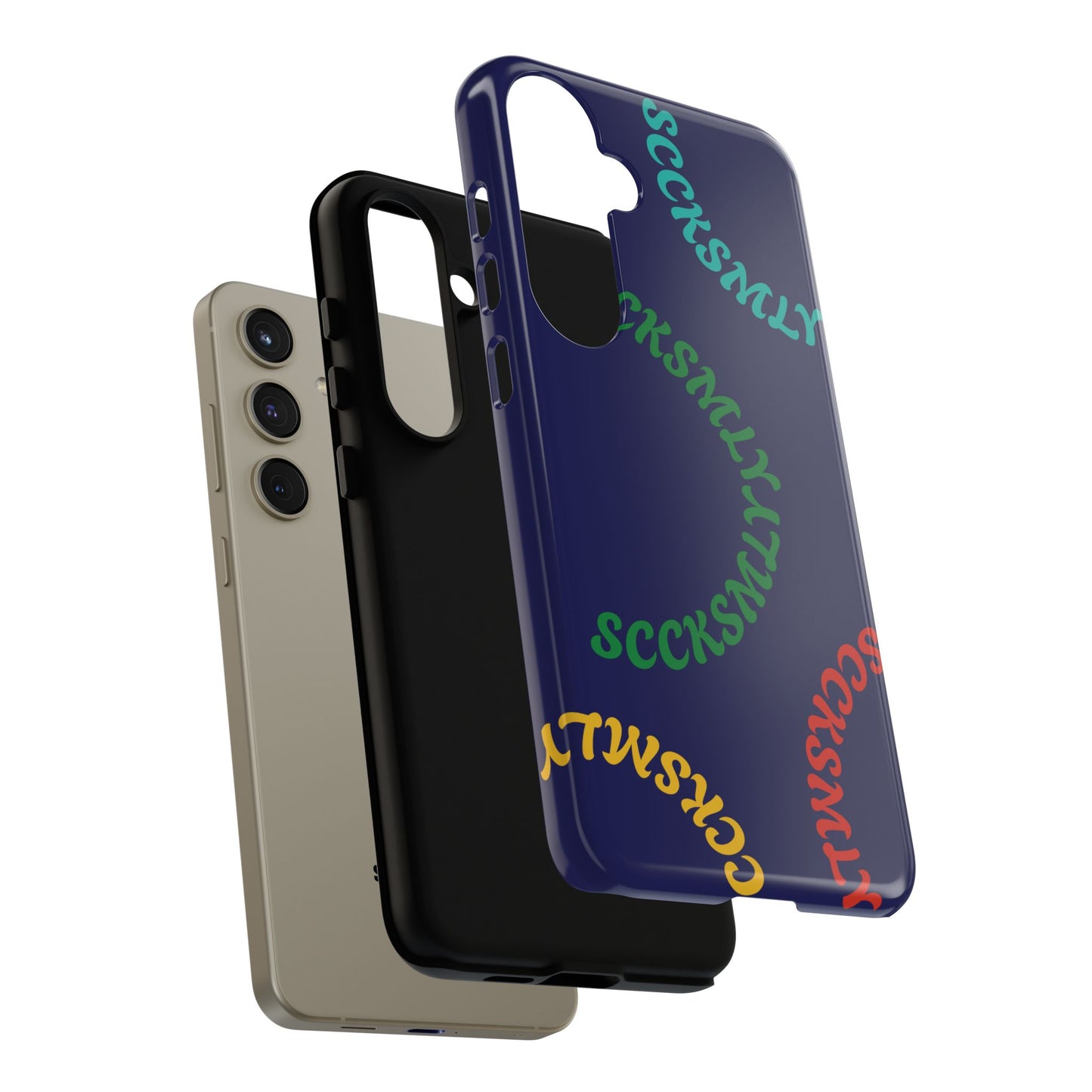 Y2K Wavy Script Tough Case for Samsung- Navy Blue