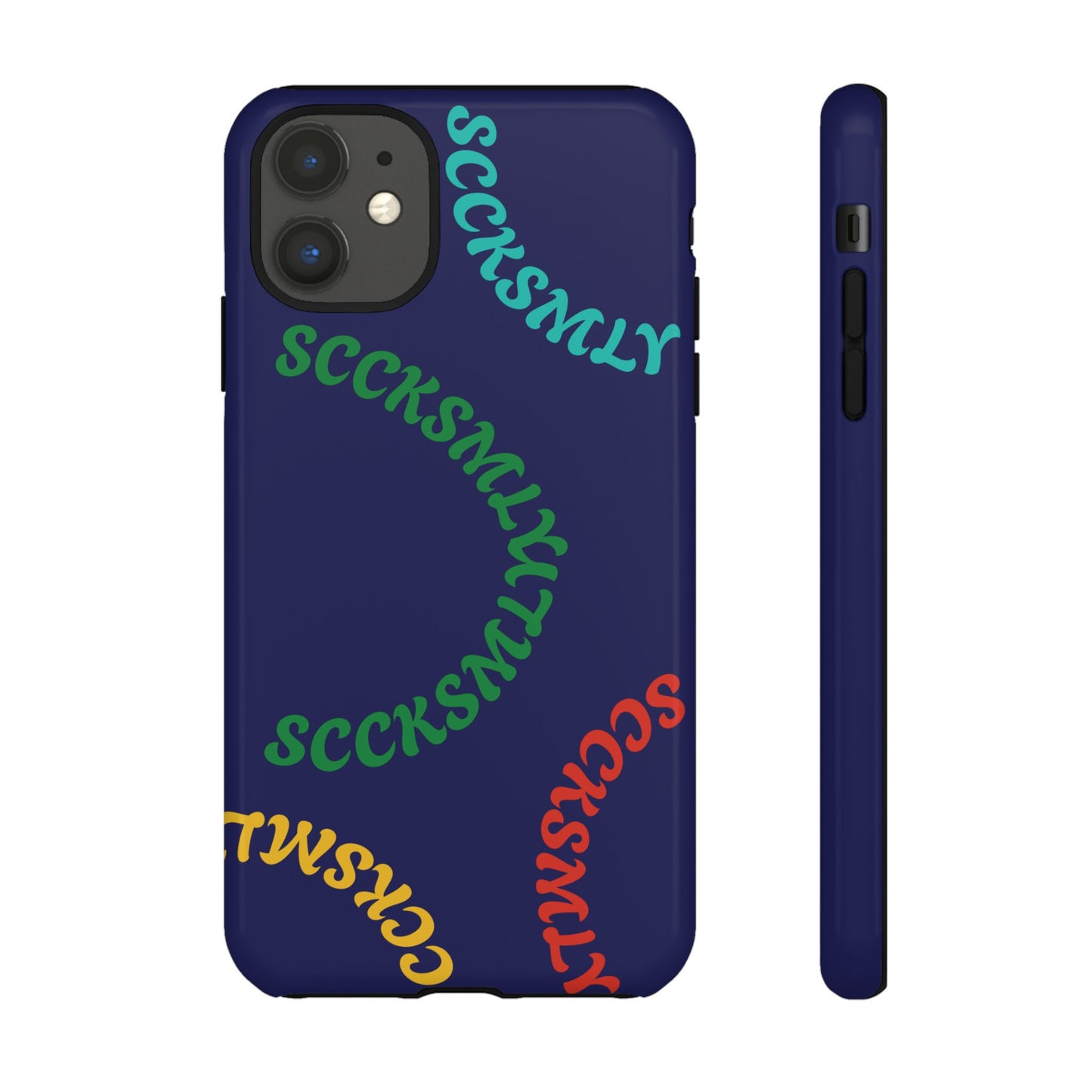 Y2K Wavy Script Tough Case for Apple- Navy Blue
