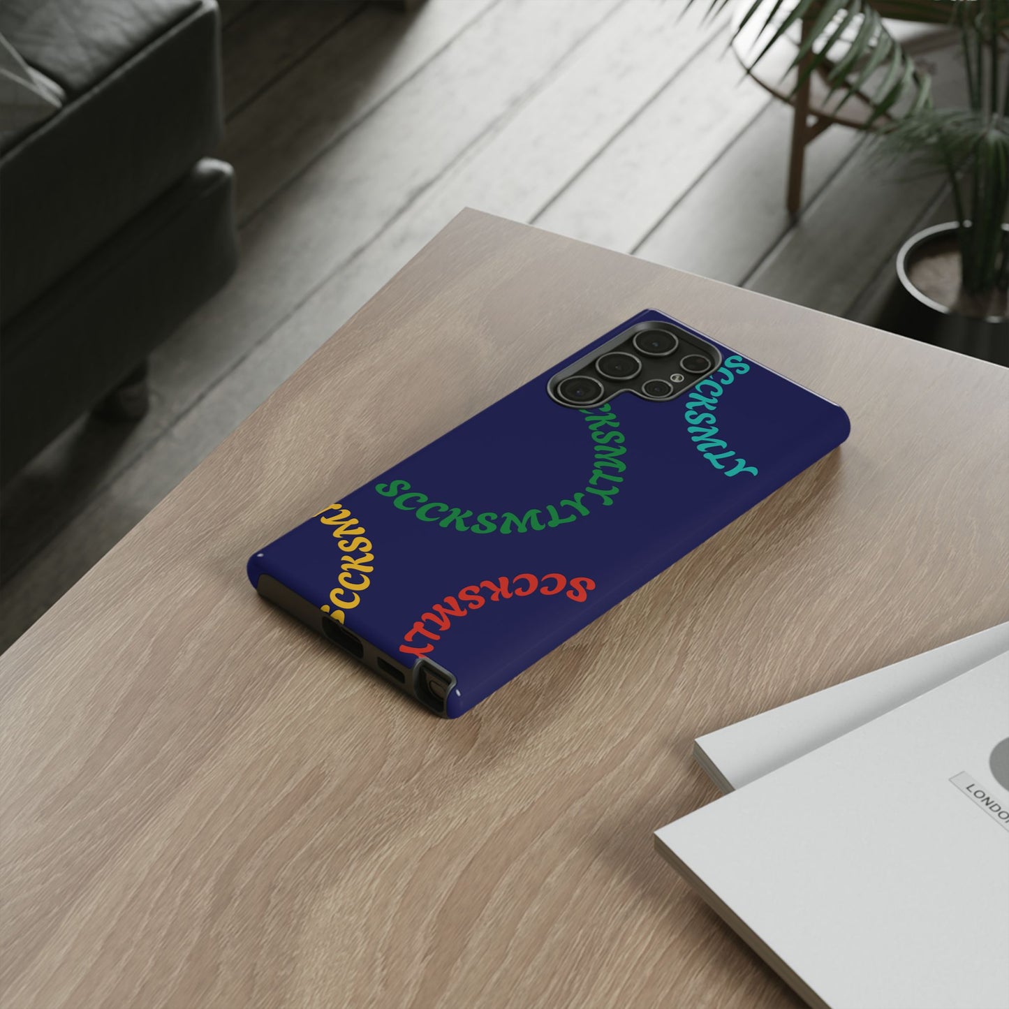 Y2K Wavy Script Tough Case for Samsung- Navy Blue