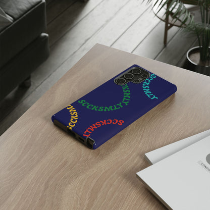 Y2K Wavy Script Tough Case for Samsung- Navy Blue