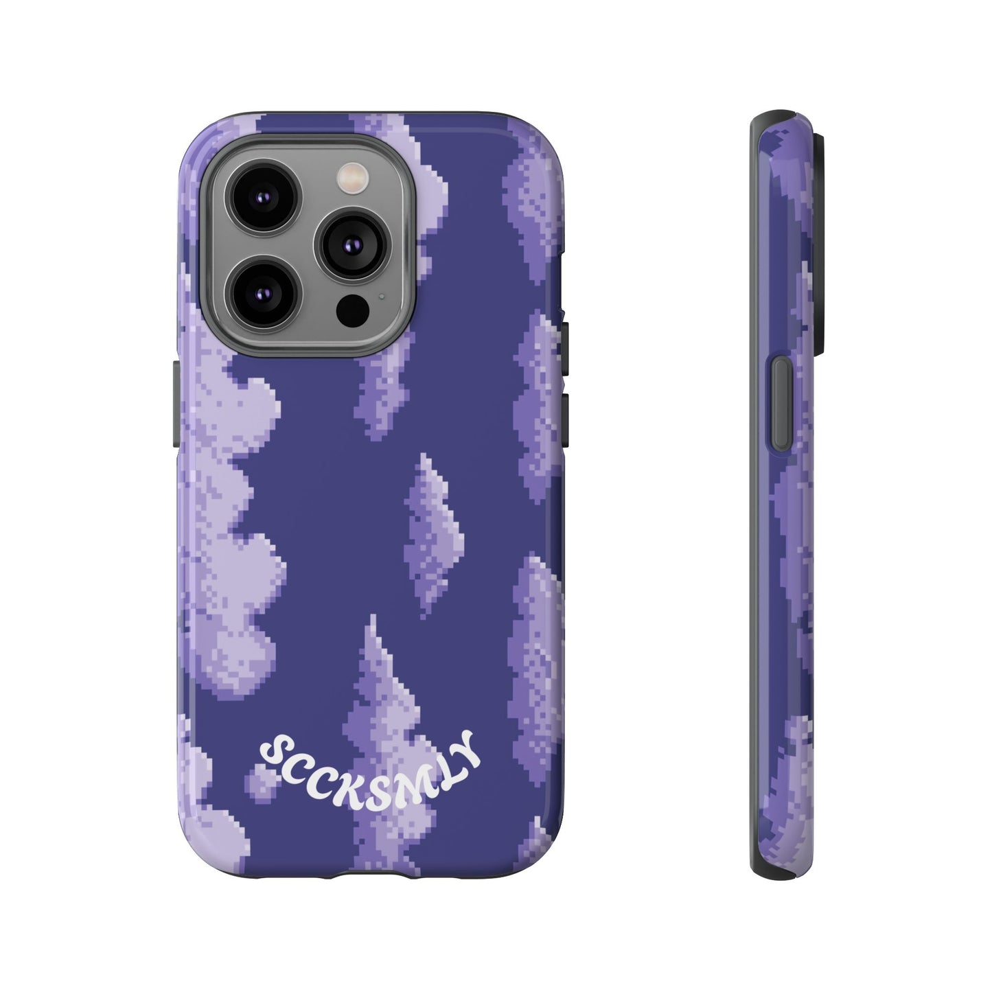 Lilac Pixel Cloud Tough Phone Case for Apple