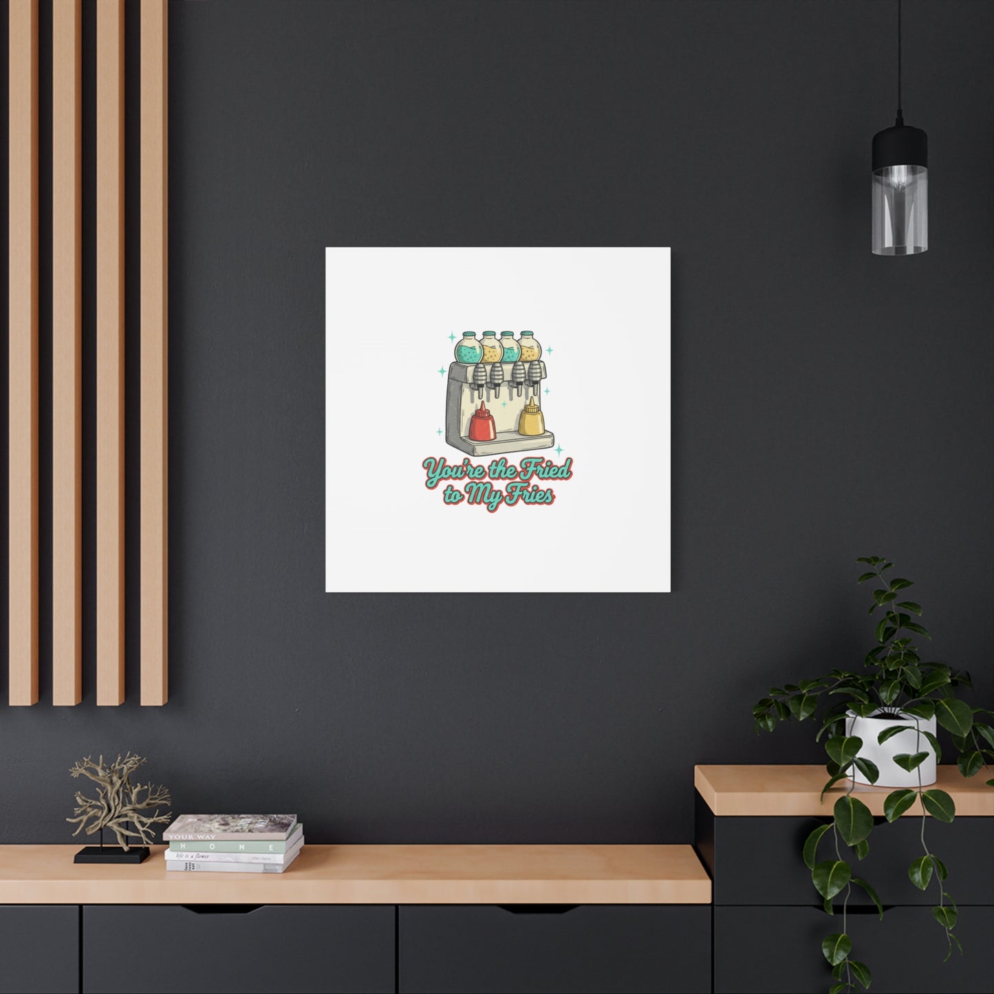 You’re the Fried to My Fries Canvas | Retro Diner Matchbook, Pantry Label Art