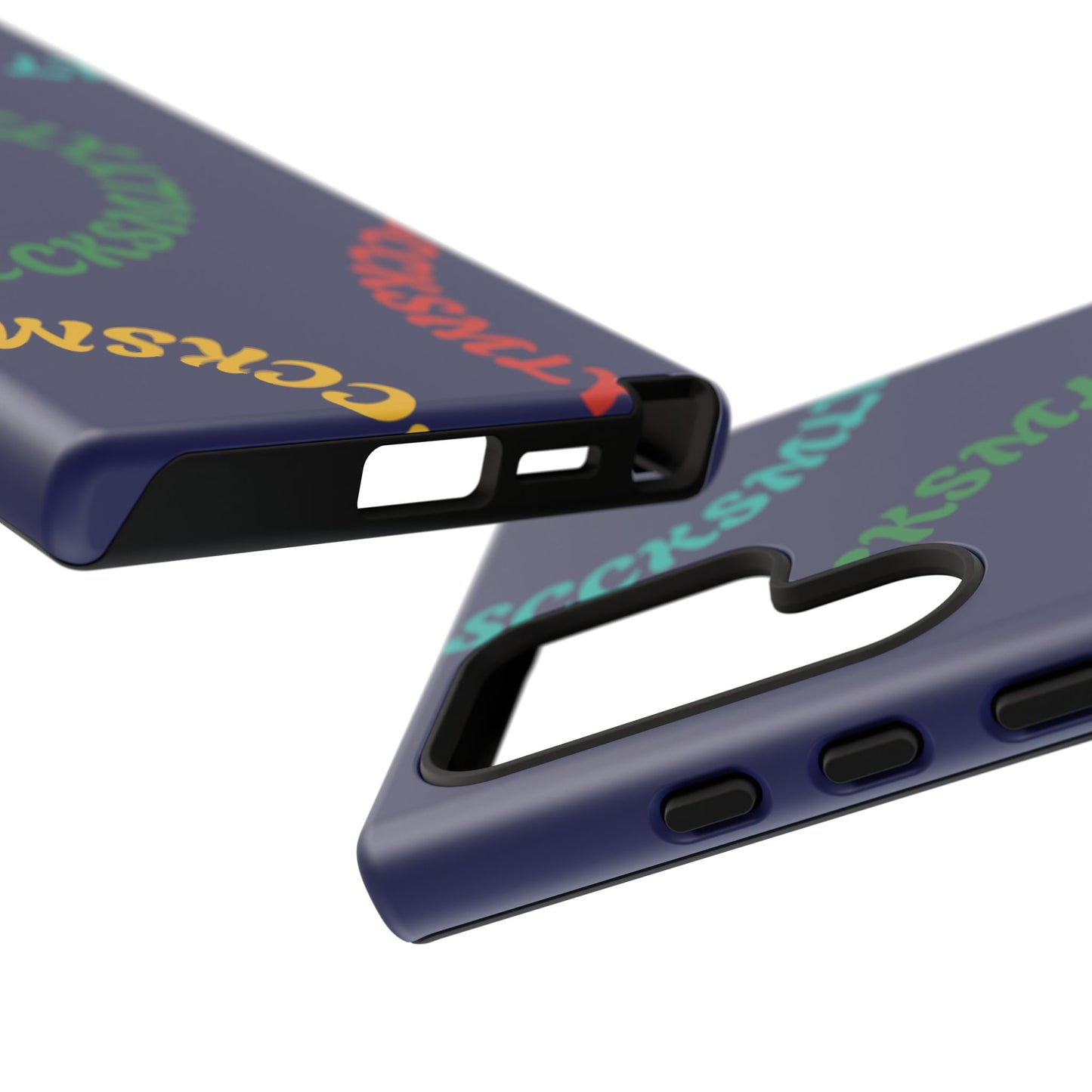 Y2K Wavy Script Tough Case for Samsung- Navy Blue