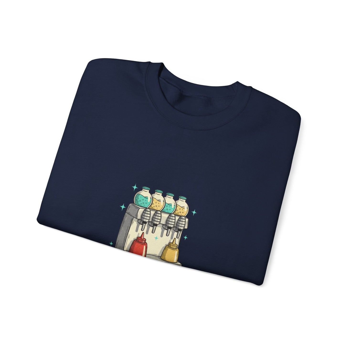 Soda Fountain Dispenser Sweatshirt | retro diner shirt, pantry label art