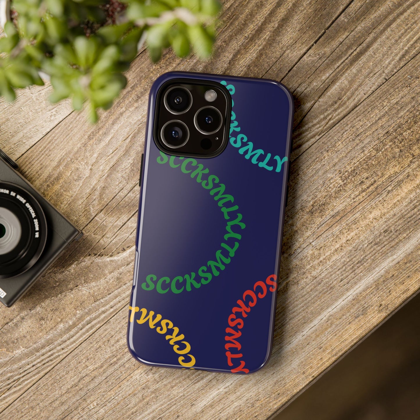 Y2K Wavy Script Tough Case for Apple- Navy Blue