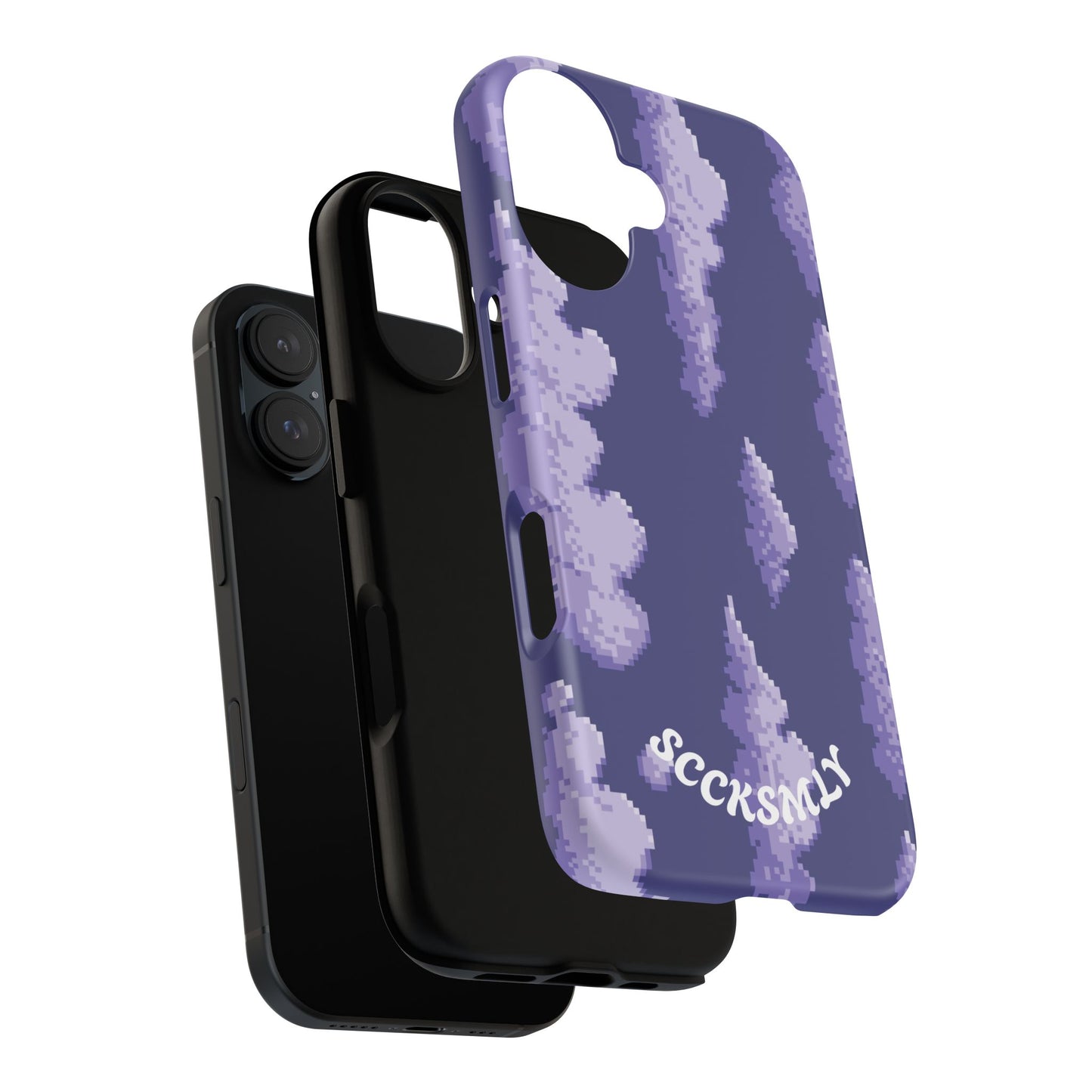 Lilac Pixel Cloud Tough Phone Case for Apple