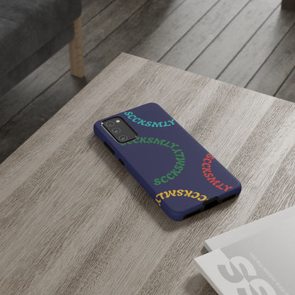 Y2K Wavy Script Tough Case for Samsung- Navy Blue