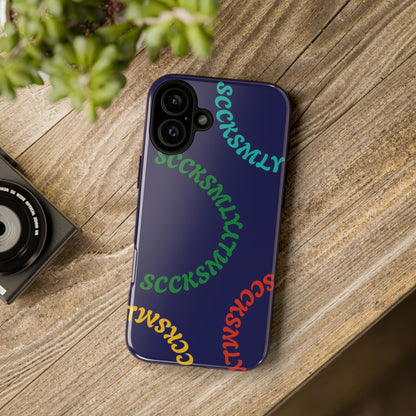 Y2K Wavy Script Tough Case for Apple- Navy Blue