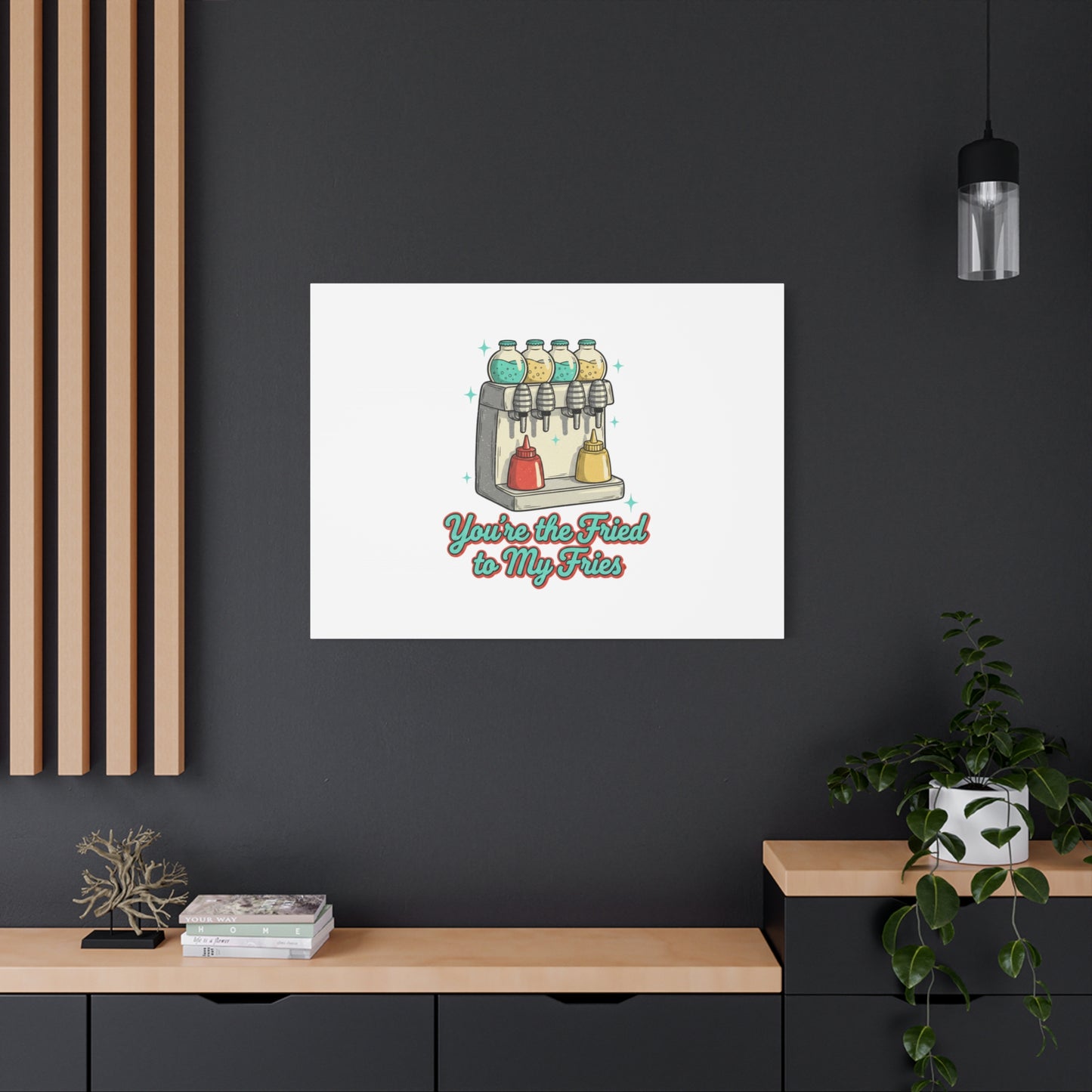 You’re the Fried to My Fries Canvas | Retro Diner Matchbook, Pantry Label Art