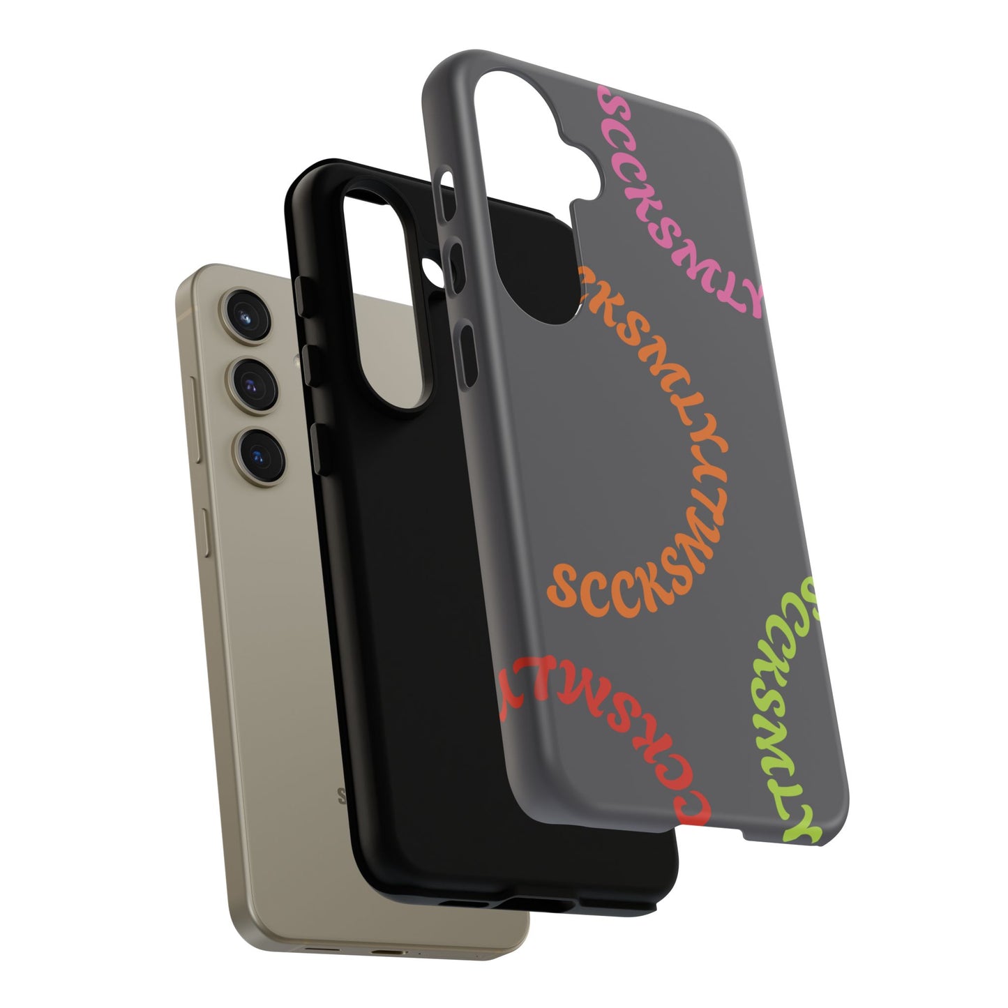 Y2K Wavy Script Tough Case for Samsung- Gray