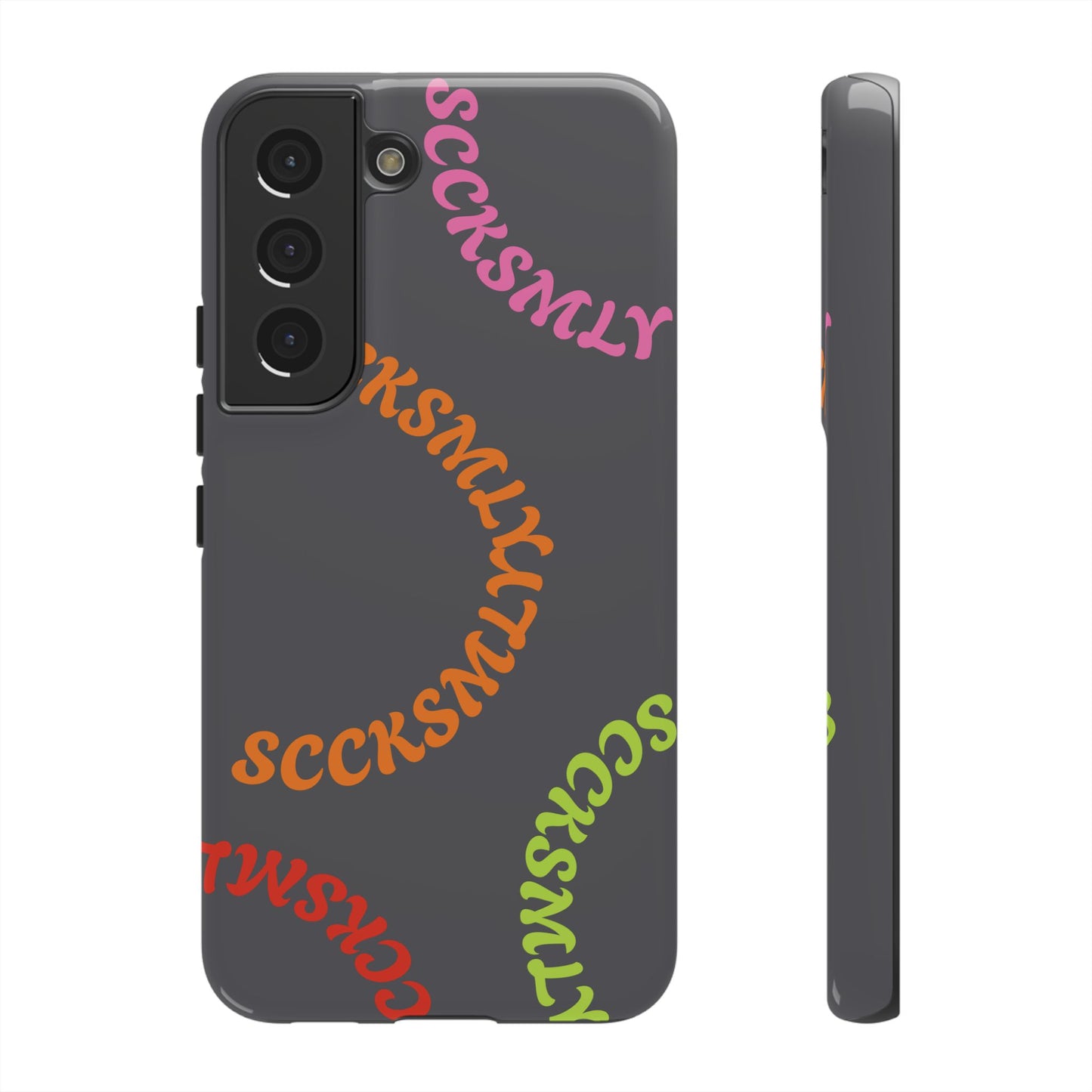 Y2K Wavy Script Tough Case for Samsung- Gray