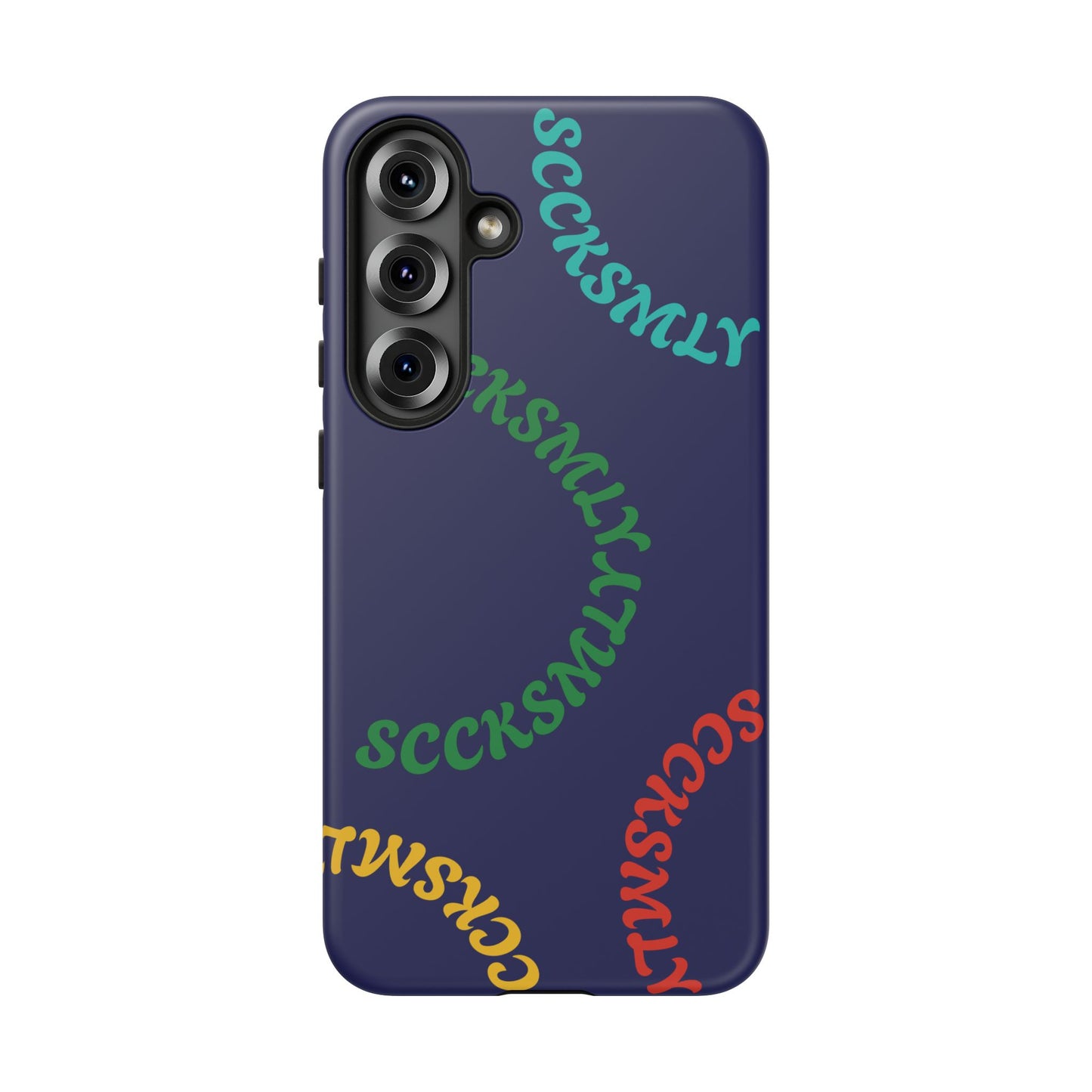 Y2K Wavy Script Tough Case for Samsung- Navy Blue