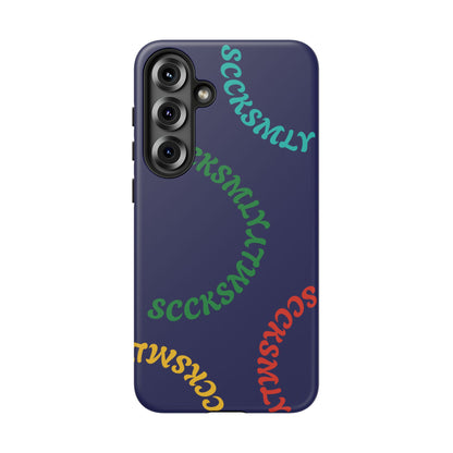 Y2K Wavy Script Tough Case for Samsung- Navy Blue