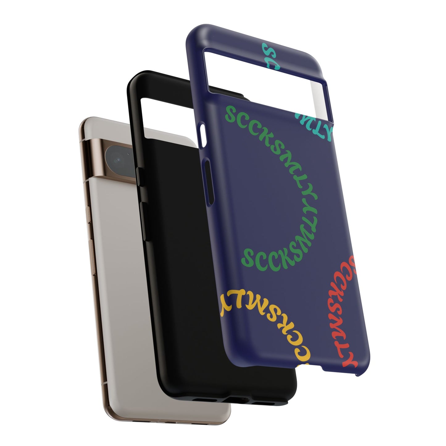Y2K Wavy Script Tough Case for Google Pixel- Navy Blue