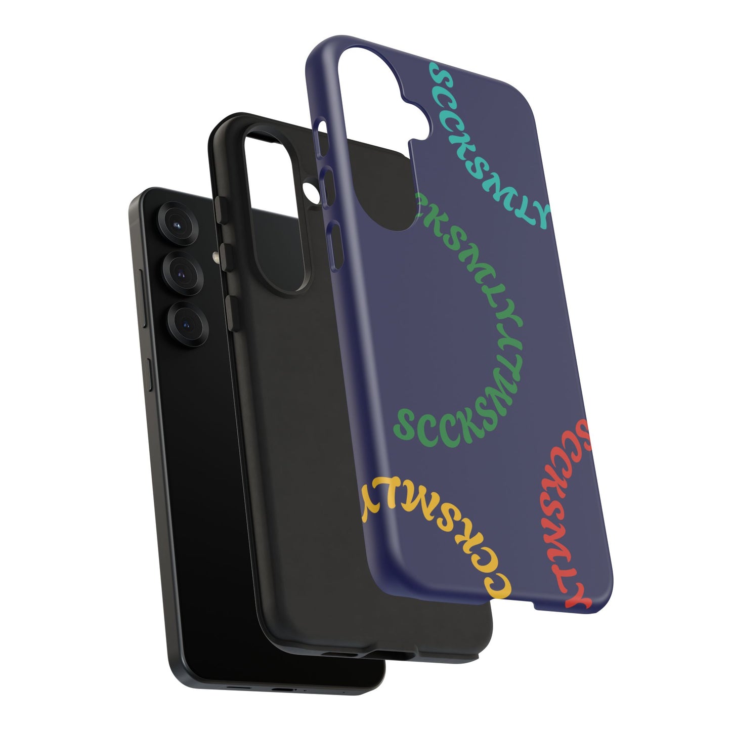 Y2K Wavy Script Tough Case for Samsung- Navy Blue