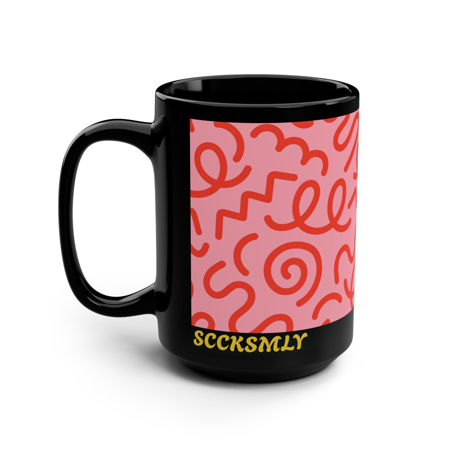 Mug Red Candy Swirls 15 oz — Black
