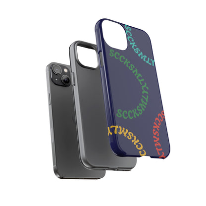 Y2K Wavy Script Tough Case for Apple- Navy Blue