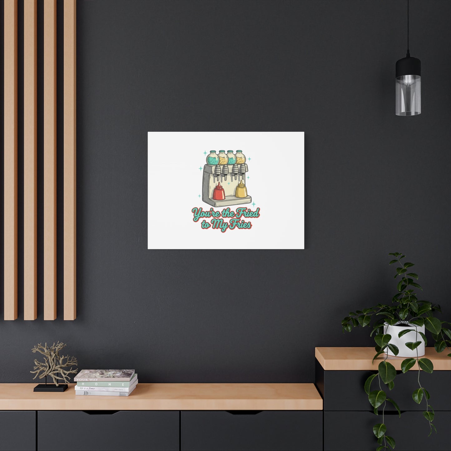 You’re the Fried to My Fries Canvas | Retro Diner Matchbook, Pantry Label Art