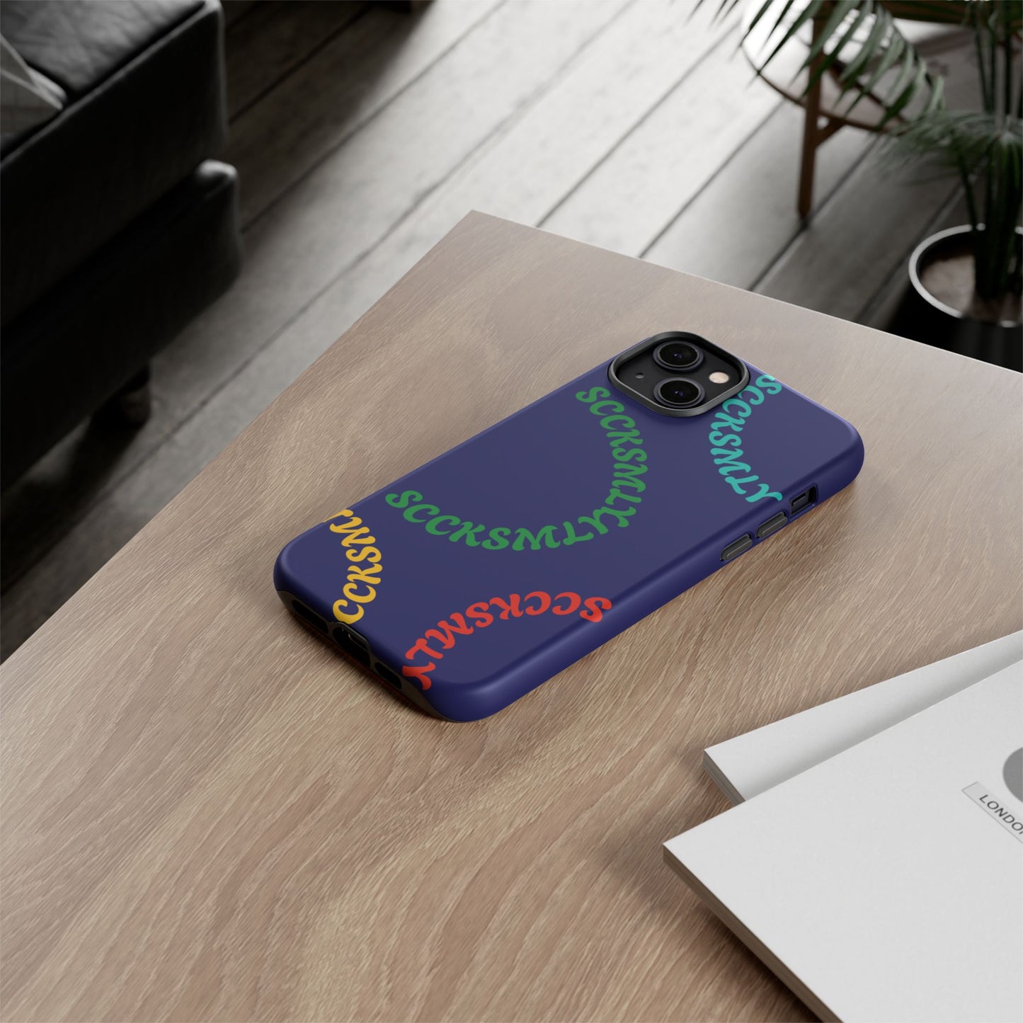 Y2K Wavy Script Tough Case for Apple- Navy Blue