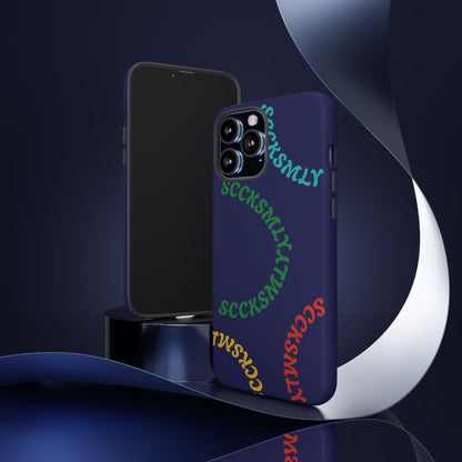 Y2K Wavy Script Tough Case for Apple- Navy Blue