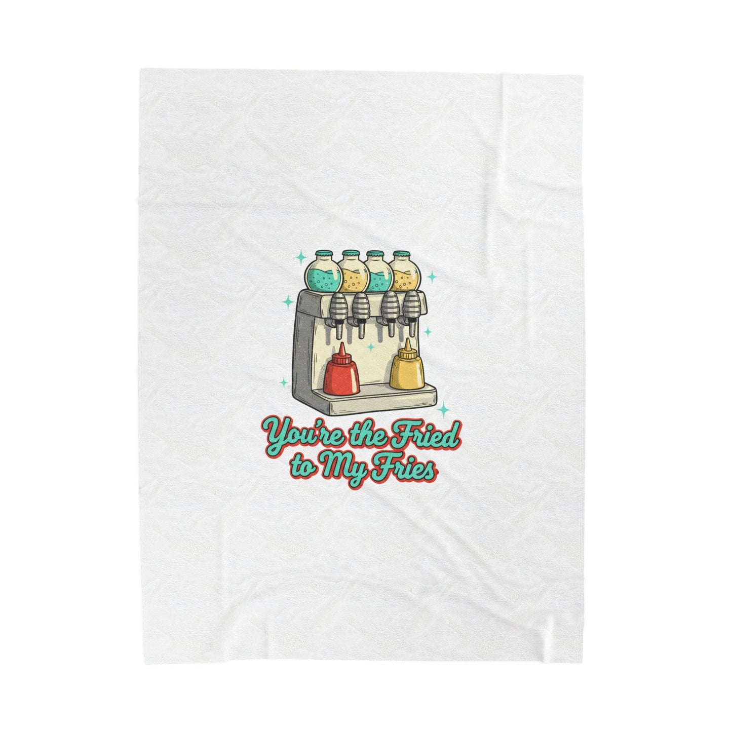 You're the Fried to My Fries Velveteen Blanket | Retro Diner Matchbook, Pantry Label Art
