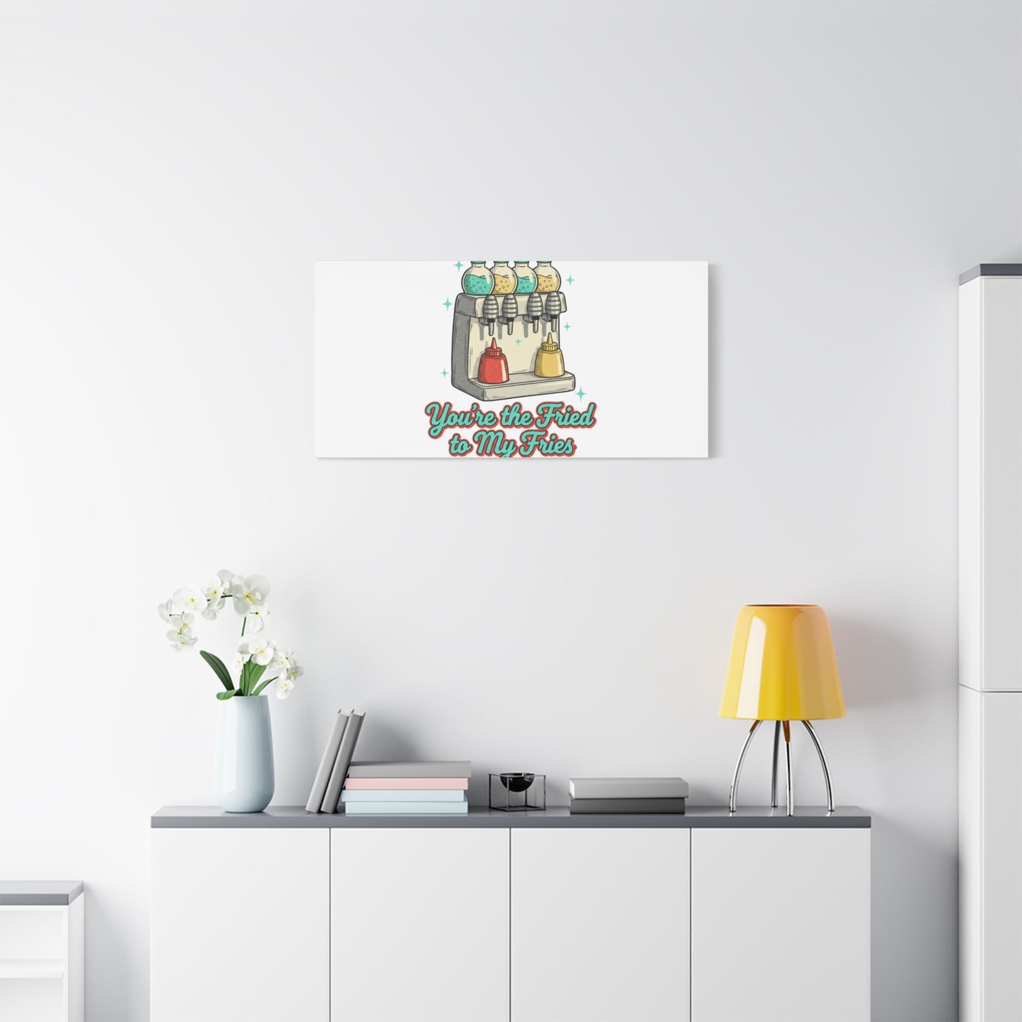 You’re the Fried to My Fries Canvas | Retro Diner Matchbook, Pantry Label Art
