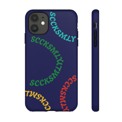 Y2K Wavy Script Tough Case for Apple- Navy Blue