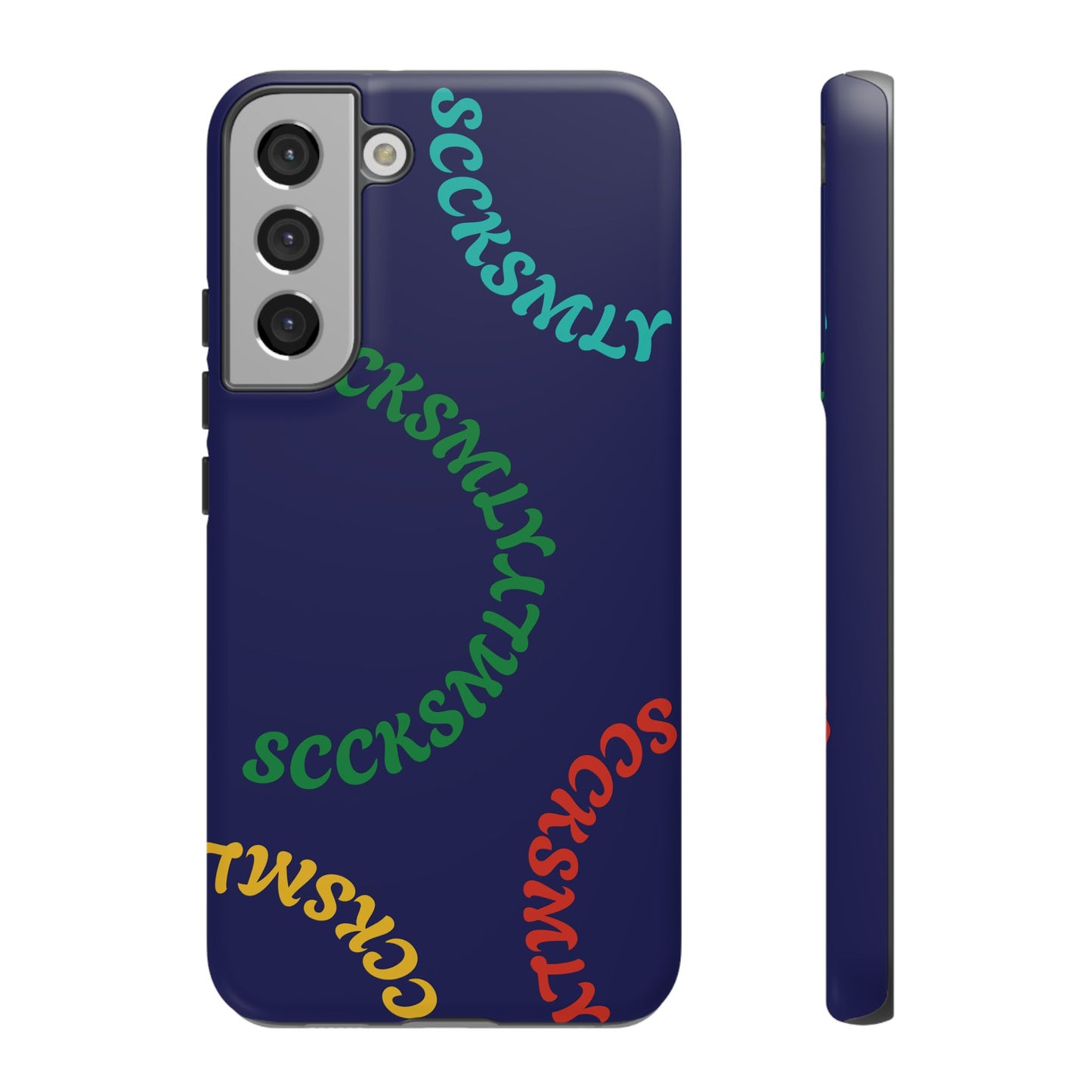 Y2K Wavy Script Tough Case for Samsung- Navy Blue