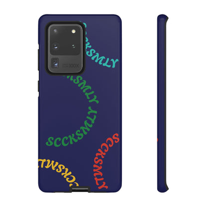 Y2K Wavy Script Tough Case for Samsung- Navy Blue