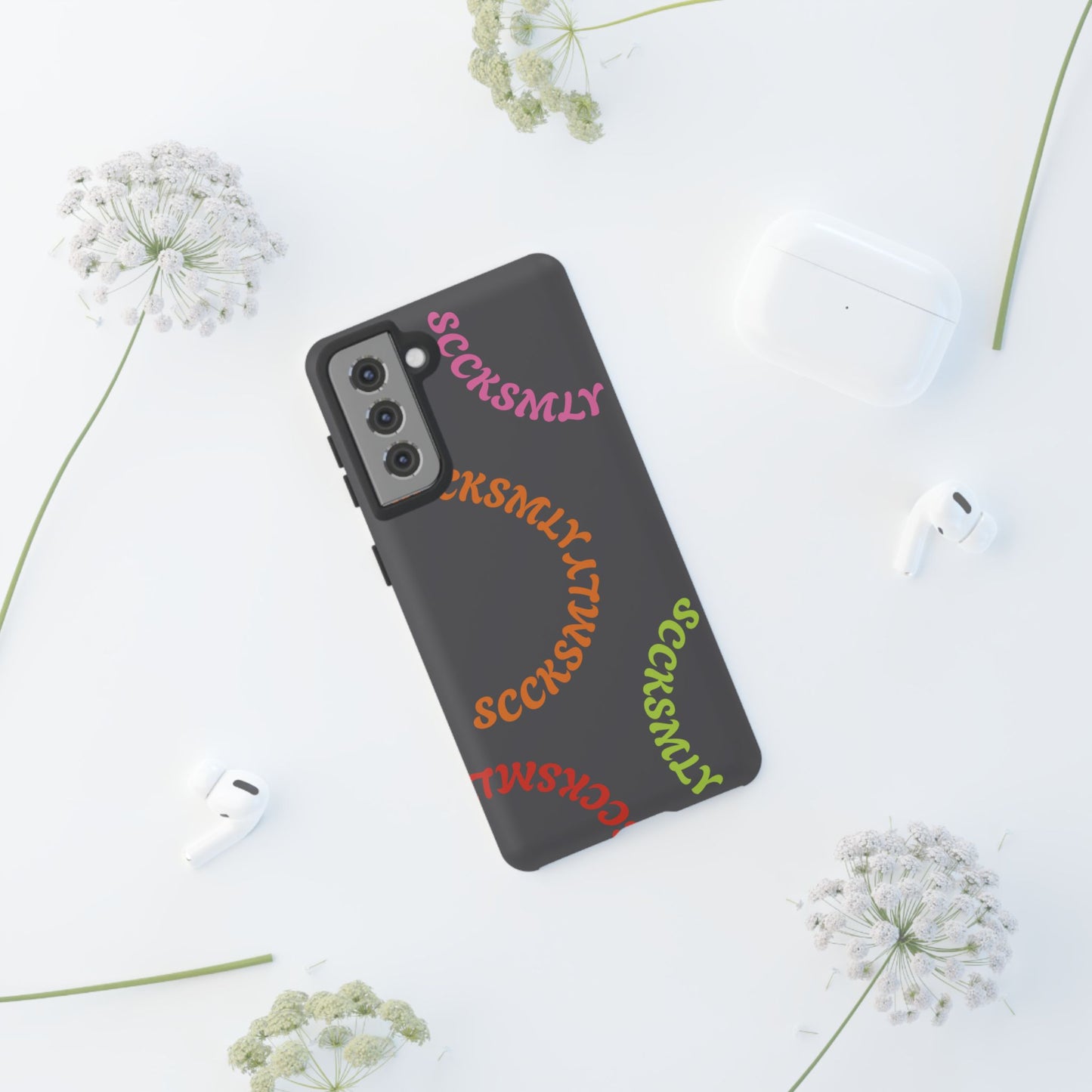 Y2K Wavy Script Tough Case for Samsung- Gray