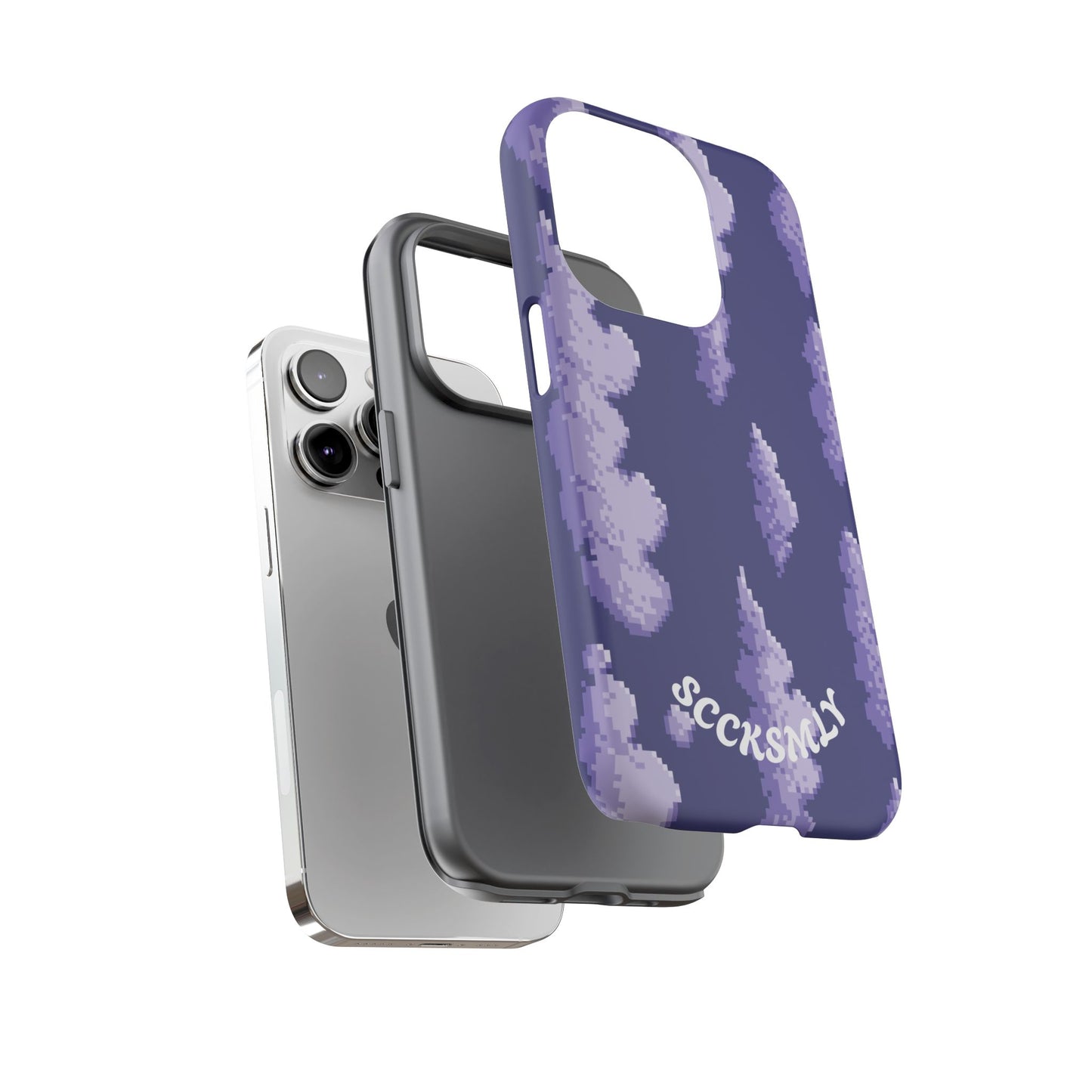 Lilac Pixel Cloud Tough Phone Case for Apple