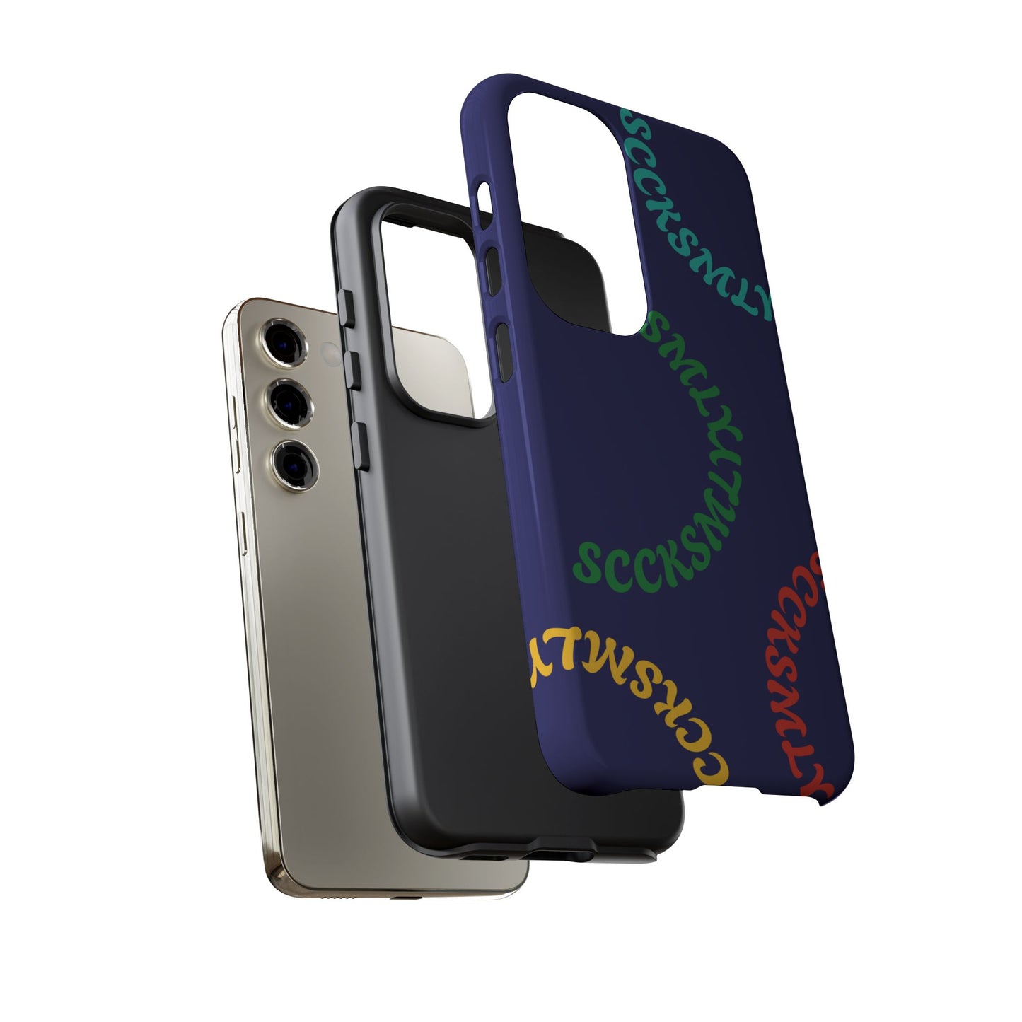 Y2K Wavy Script Tough Case for Samsung- Navy Blue